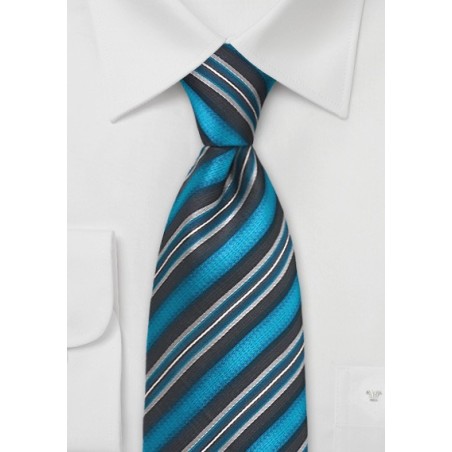 Turquoise and Black Striped Tie