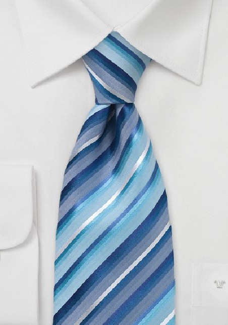 Marine Blue Striped Silk Tie