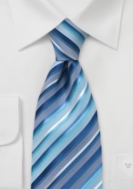 Marine Blue Striped Silk Tie