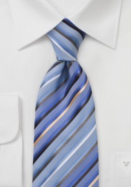 Modern Blue Striped Silk Tie