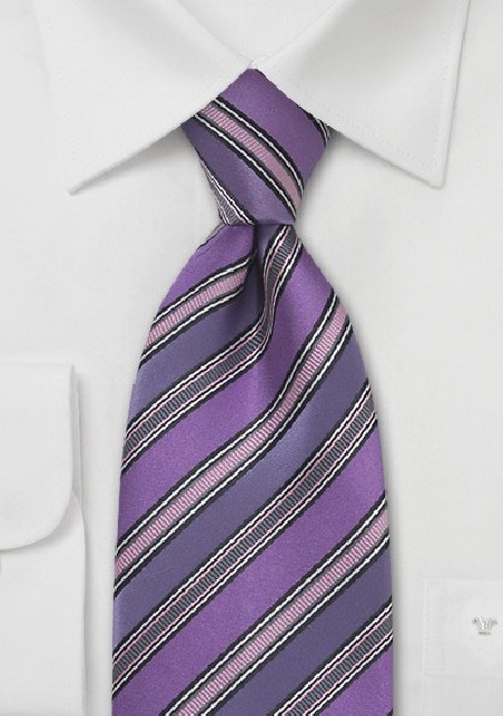 Striped Tie in Violet, Pink, Purple