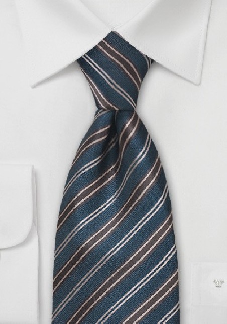 Pine Green and Brown Silk Tie