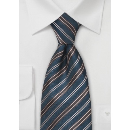 Pine Green and Brown Silk Tie