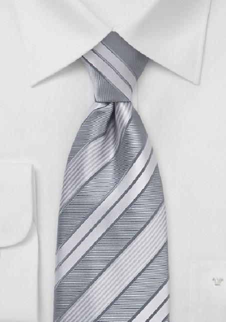 Modern Silver Striped Tie