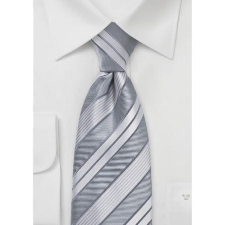 Modern Silver Striped Tie