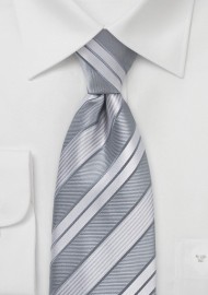 Modern Silver Striped Tie