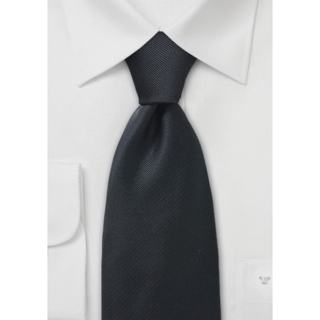 Solid Ribbed Textured Tie in Black