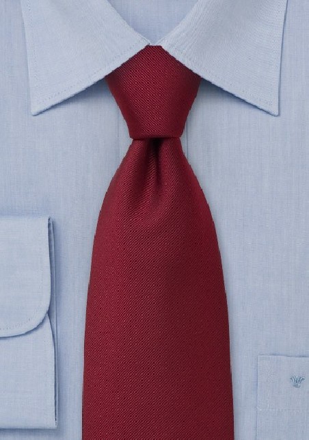 Solid Ribbed Tie in Deep Red