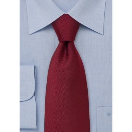 Solid Ribbed Tie in Deep Red