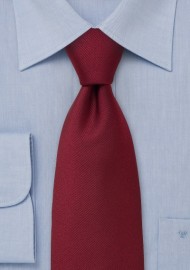 Solid Ribbed Tie in Deep Red