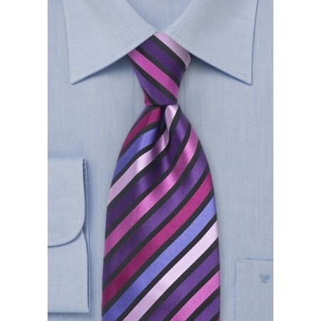 Pink, Lilac, Violet Striped Tie