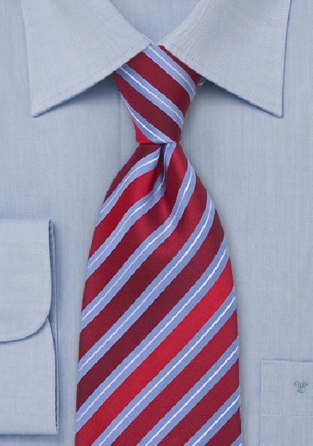 Modern Red and Blue Striped Tie