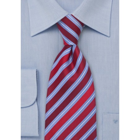 Modern Red and Blue Striped Tie