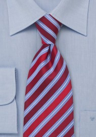 Modern Red and Blue Striped Tie