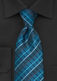 Turquise, Brown, Black Checkered Tie