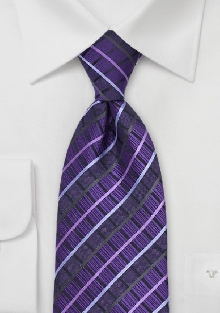 Purple Checkered Silk Tie