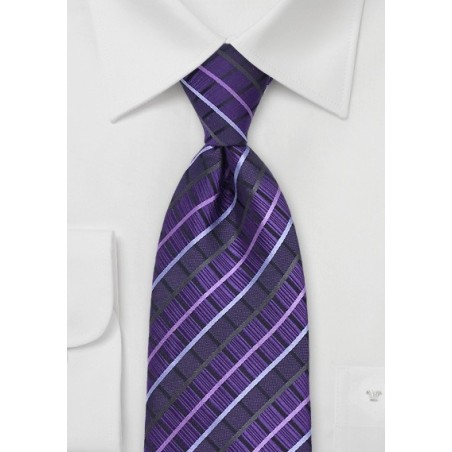 Purple Checkered Silk Tie