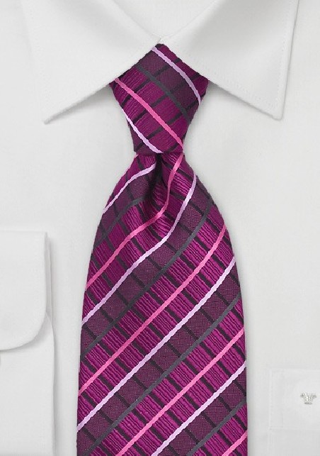 Hot Pink Checkered Tie