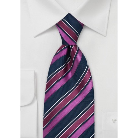 Fuschia and Navy Striped Tie