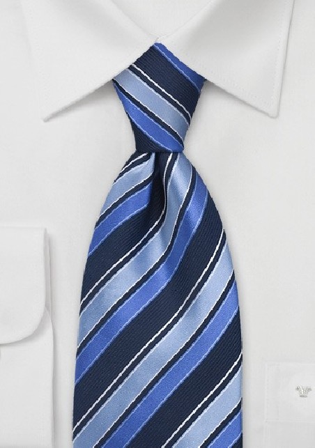 Trendy Blue Striped Silk Tie