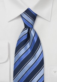 Trendy Blue Striped Silk Tie