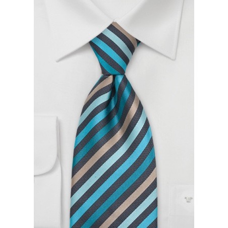 Teal, Mint-Green, and Tan Tie
