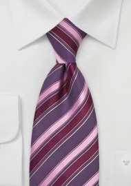 Striped Tie in Pink, Purple, Maroon