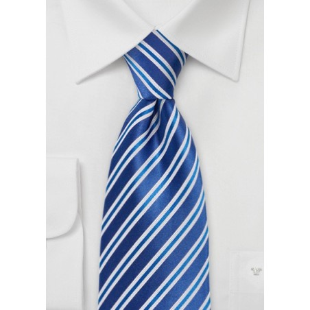 Sapphire Blue Striped Silk Tie