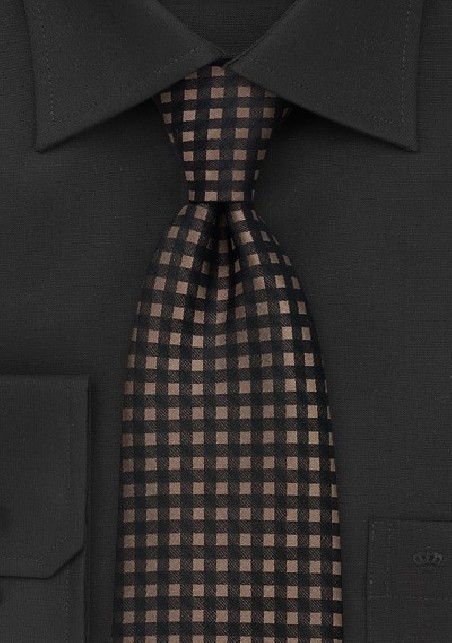 Brown and Black Gingham Tie
