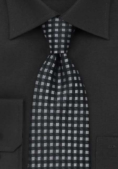 Black and Silver Gingham Tie