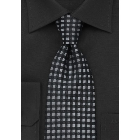 Black and Silver Gingham Tie