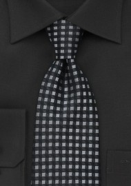 Black and Silver Gingham Tie