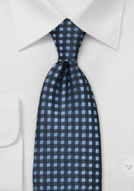 Blue Gingham Check Tie