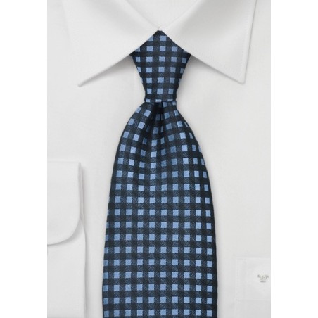 Blue Gingham Check Tie