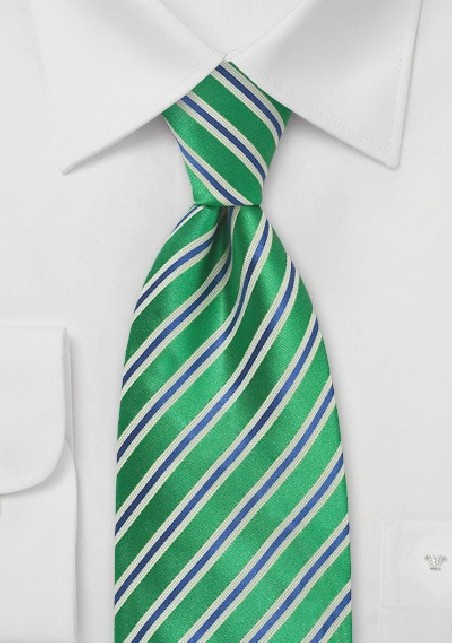 Kelly Green & Navy Striped Tie