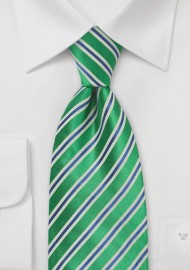 Kelly Green & Navy Striped Tie