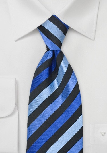 Blue & Black Striped Silk Tie