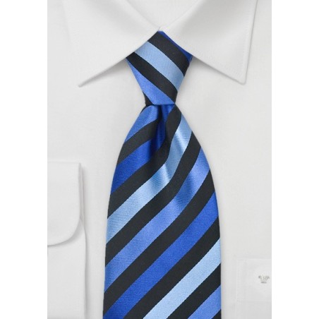 Blue & Black Striped Silk Tie