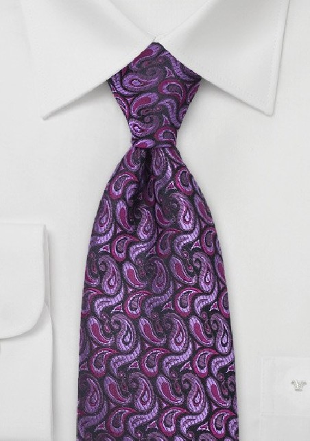 Purple, Lavender, & Black Paisley Tie