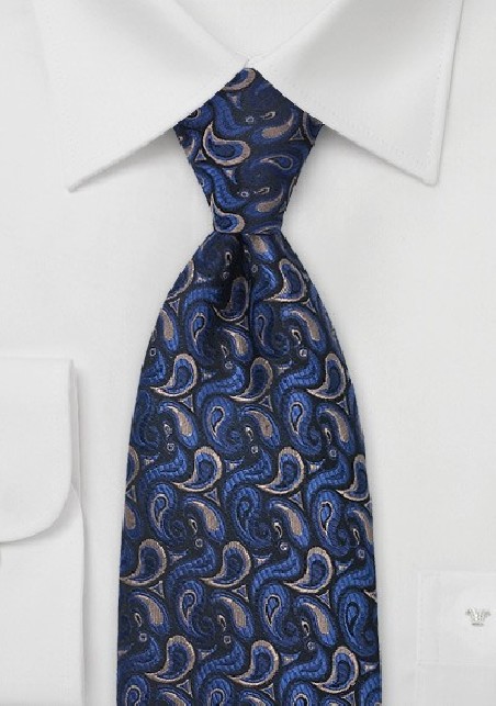 Navy and Brown Paisley Tie