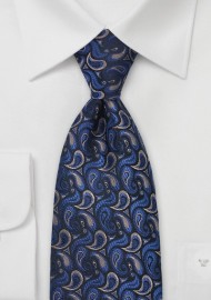 Navy and Brown Paisley Tie