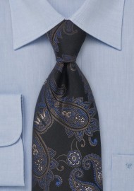Paisley Tie in Black and Blue