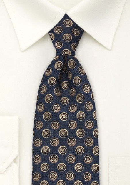 Graphic Pattern Tie in Navy