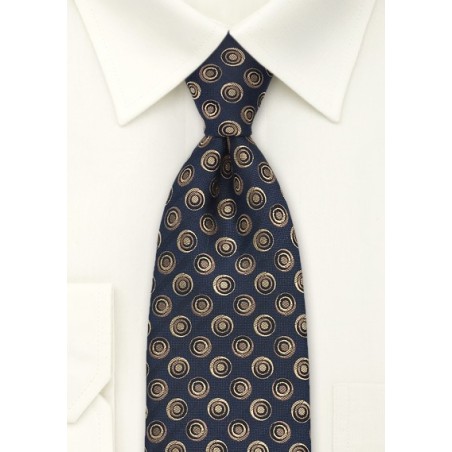 Graphic Pattern Tie in Navy