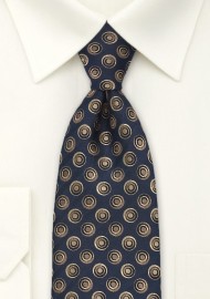 Graphic Pattern Tie in Navy