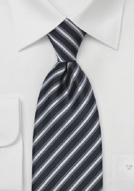 Striped Tie in Black and Grey