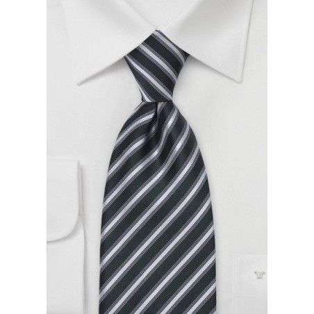 Striped Tie in Black and Grey
