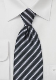 Striped Tie in Black and Grey