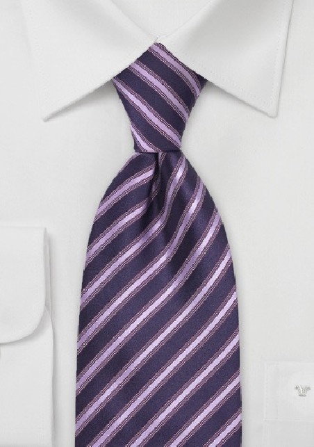 Trendy Purple Striped Silk Tie