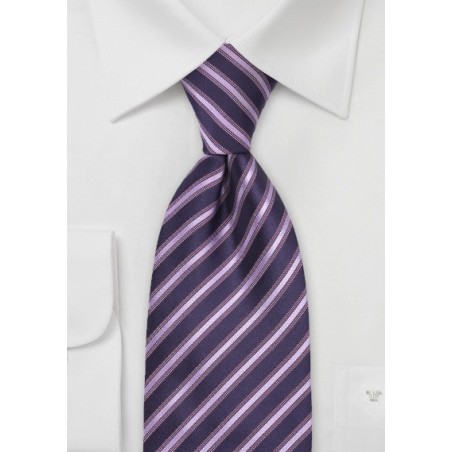 Trendy Purple Striped Silk Tie